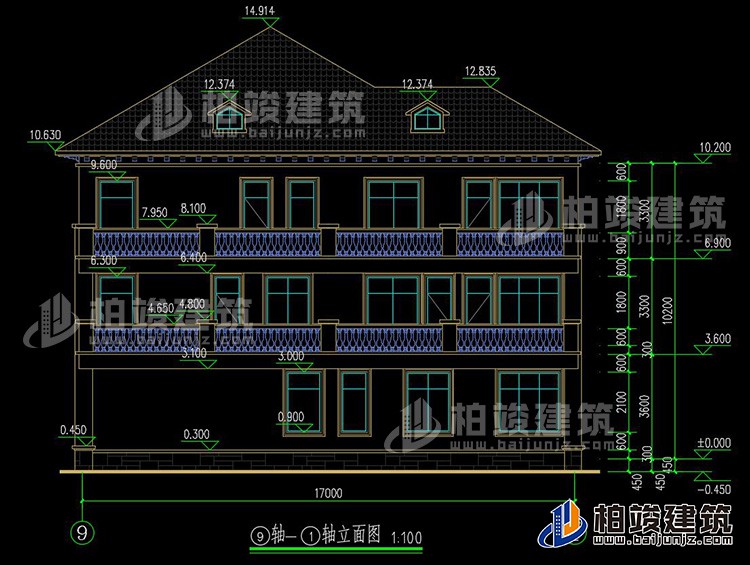 2019新农村欧式别墅设计图，三层自建房大气漂亮别墅BZ368-简欧风格