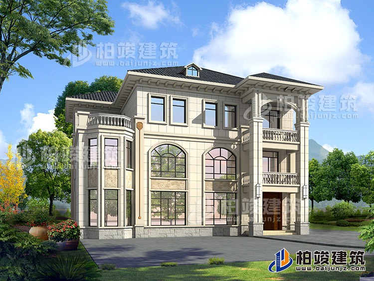 2019新农村欧式别墅设计图，三层自建房大气漂亮别墅BZ368-简欧风格