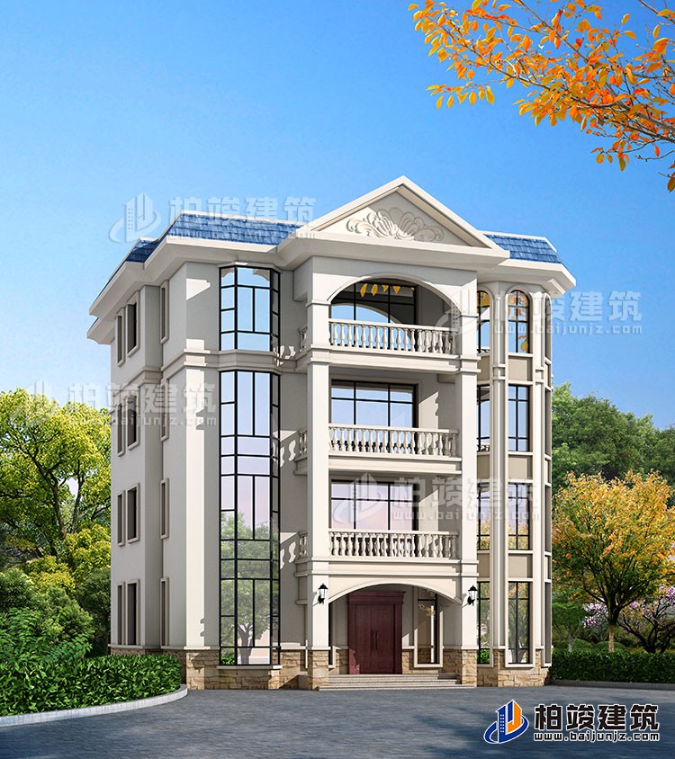 四层豪华欧式别墅自建楼房设计图纸，带效果图和全套施工图BZ407-简欧风格